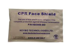 16%O2 CPR Barrier in black keychain pouch